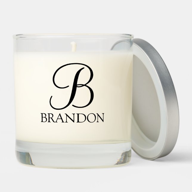 Personalized Script Monogram and Name Scented Candle (Lid)