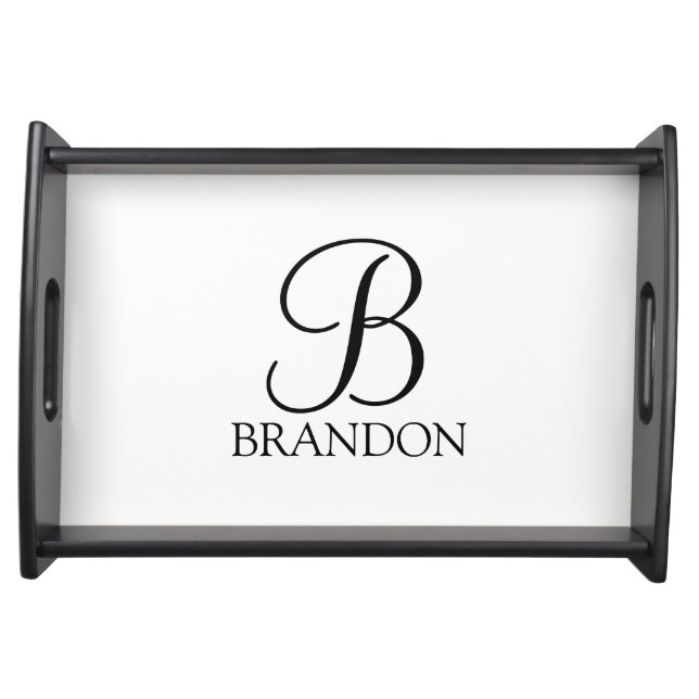 Personalized Script Monogram and Name Serving Tray (Front)
