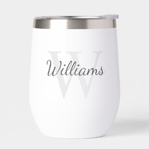 Personalized Script Monogram and Name Thermal Wine Tumbler
