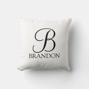 Personalized Script Monogram and Name Throw Pillow