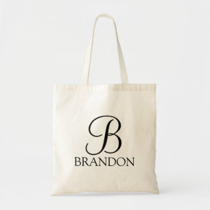 Personalized Script Monogram and Name Tote Bag