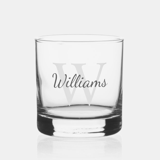 Personalized Script Monogram and Name Whiskey Glass (Front)