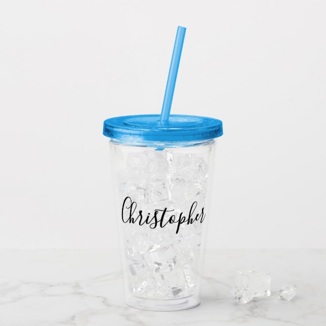 Personalized Teacher's Script Name and Dots Acrylic Clear Tumbler