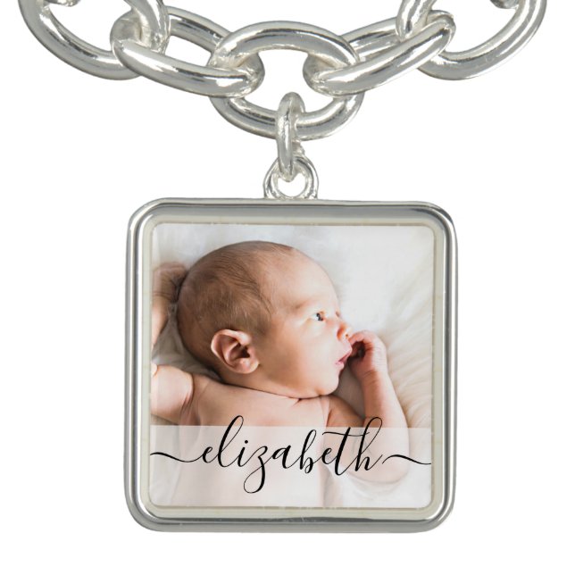 Personalized script name baby photo bracelet (Design)