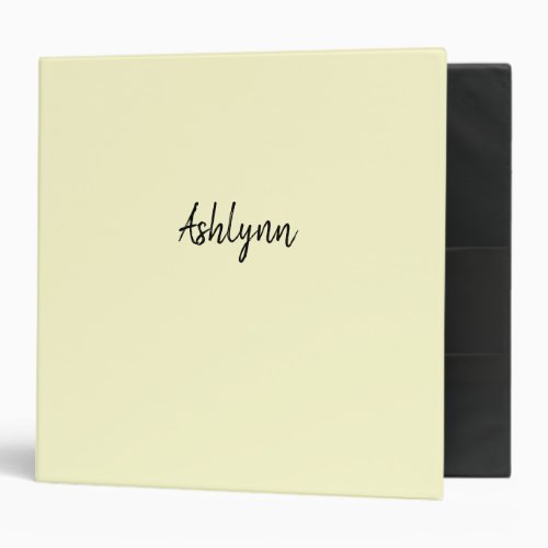 Personalized Script Name Black and Cream 3 Ring Binder