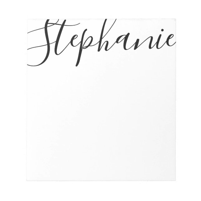 Personalized Script Name Black & White Notepad (Front)