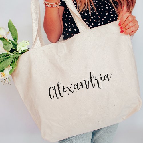 Personalized Script Name Bridesmaid Large Tote Bag