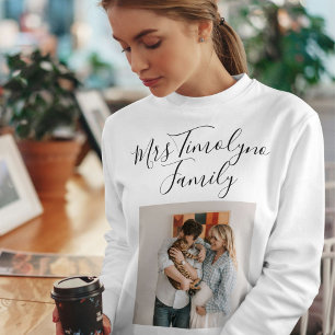 Personalized Script Name Cat Mom Pet Family Photo Sweatshirt