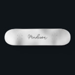 Personalized Script Name Cute Girly Skateboard<br><div class="desc">Easily personalize this colorful Skateboard on Modern Cute SILVER GRAY abstract design featuring your custom name in elegant calligraphy font. Add your name,  choose font,  change size and position,  add clipart,  photos and shapes.</div>