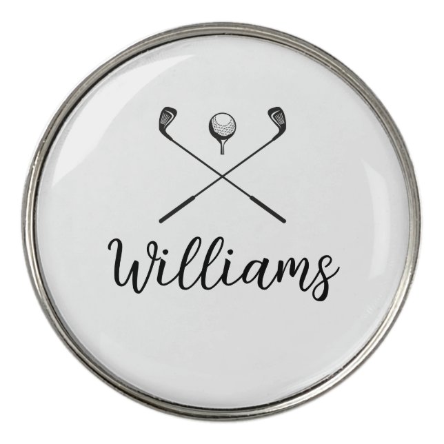Personalized Script Name Golf Clubs  Ball Marker (Front)