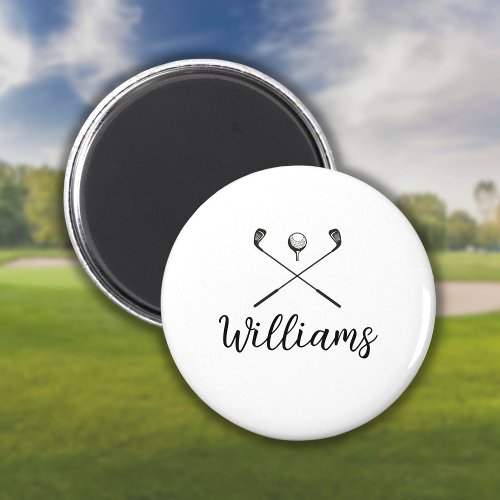 Personalized Script Name Golf Clubs  Magnet
