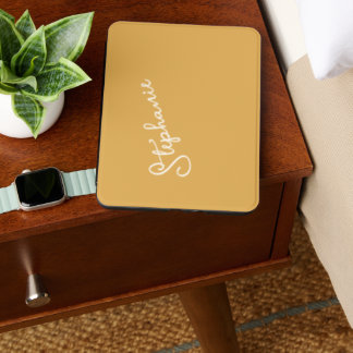 Personalized Script Name Minimalist Mustard Gold Kindle Cover