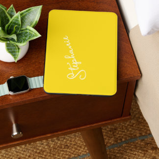 Personalized Script Name Modern Minimalist Yellow Kindle Cover