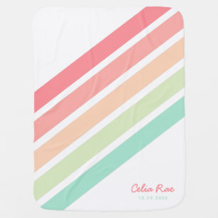 Personalized Script Name Rainbow Pastel  Baby Blanket