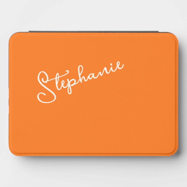 Personalized Script Name Stylish Minimalist Orange Kindle Cover (Rotated)