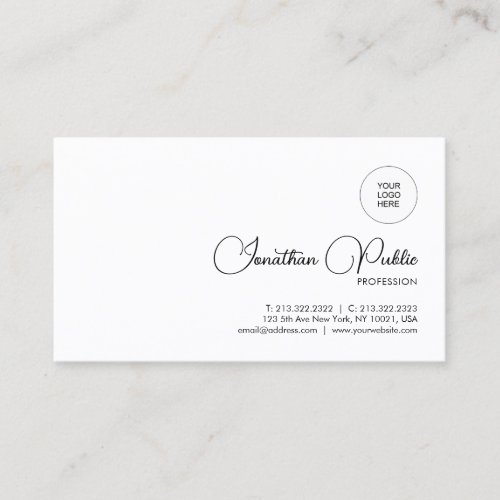 Personalized Script Name Upload Company Logo Business Card