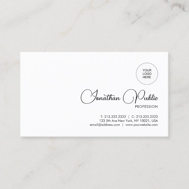 Personalized Script Name Upload Company Logo Business Card (Front)