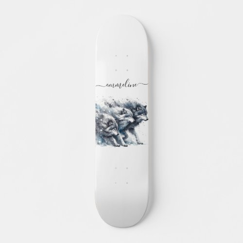 Personalized Script Name Wolf Pack Skateboard