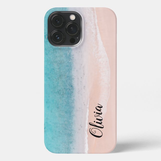 Personalized Script Ocean Beach iPhone Case (Back)