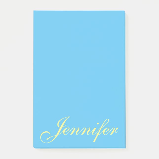 Personalized Script Pastel Blue Large Post-it Notes (Front)