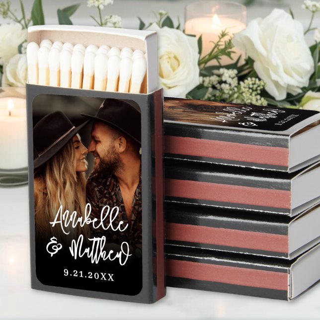Personalized Script Photo Wedding Favor Matchboxes (Personalized Photo Wedding Favor Matchboxes)