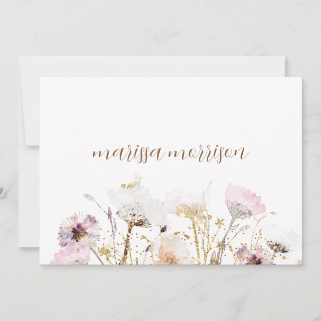 Personalized Script Signature Wildflower  Thank Yo You Card (Front)