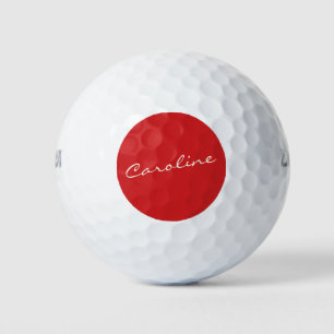 Personalized Script Typography Name Christmas Red Golf Balls