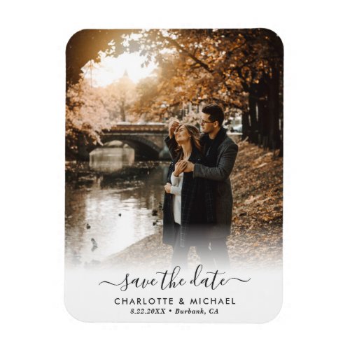 Personalized Script Wedding Photo Save The Date Magnet