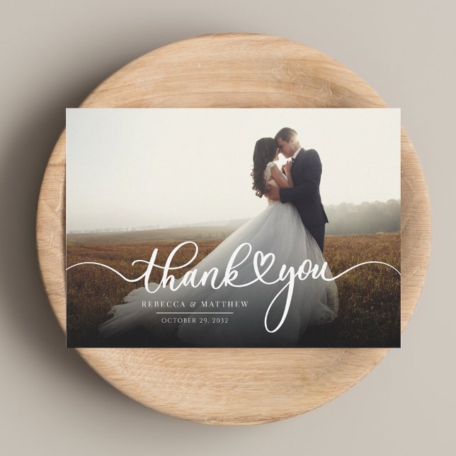 Personalized Script Wedding Photo Thank You Note Card (Personalized Script Wedding Photo Thank You Note Card)