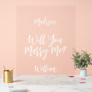 Personalized script will you marry me sign acrylic