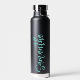 Personalized Script Your Name Party Aqua blue Water Bottle