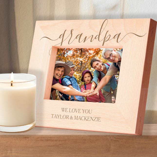 Personalized Scroll Typography Engraved Frames (Personalized Scroll Typography Etched Frames by Ricaso. Change text or leave as Grandpa. Gift ideas)