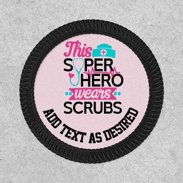 Personalized Scrubs Nurse Superhero Patch (Front)