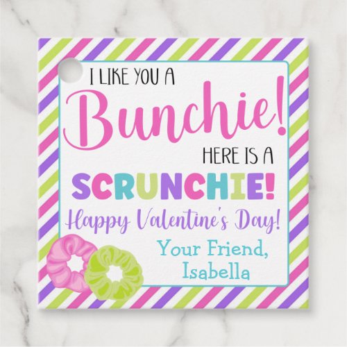 Personalized Scrunchie Valentines Day Favor Tags
