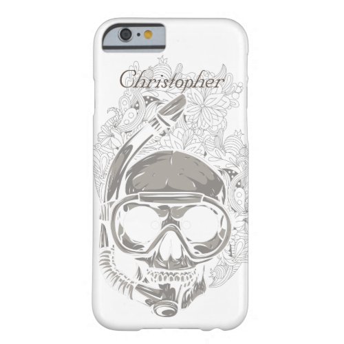 Personalized Scuba Diver Skull Barely There iPhone 6 Case