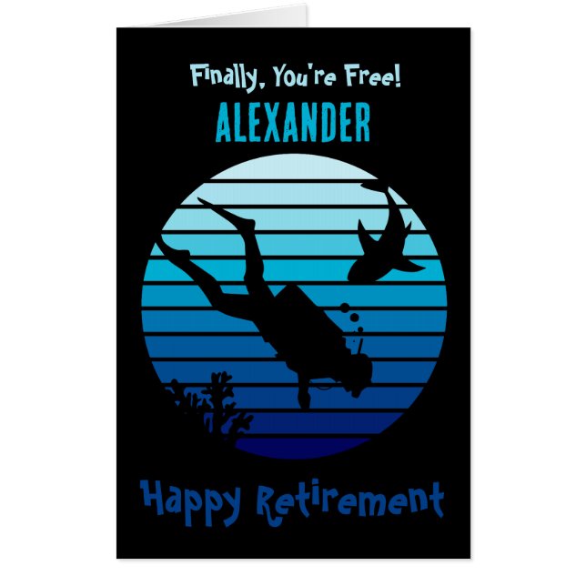 Personalized Scuba Diving Retirement Card (Front)