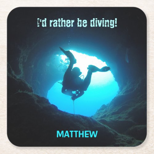 Personalized Scuba Diving Themed Paper Coaster