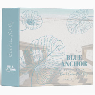 Personalized Sea Beach Front Cabin Hut GUEST BOOK  3 Ring Binder