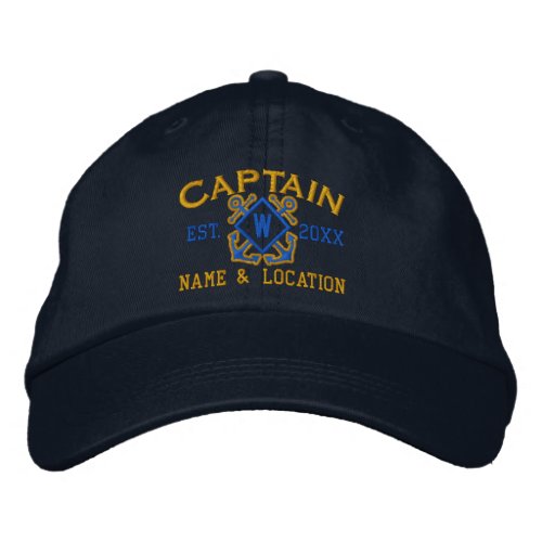 Personalized Sea Captain Nautical Monogram  more Embroidered Baseball Cap