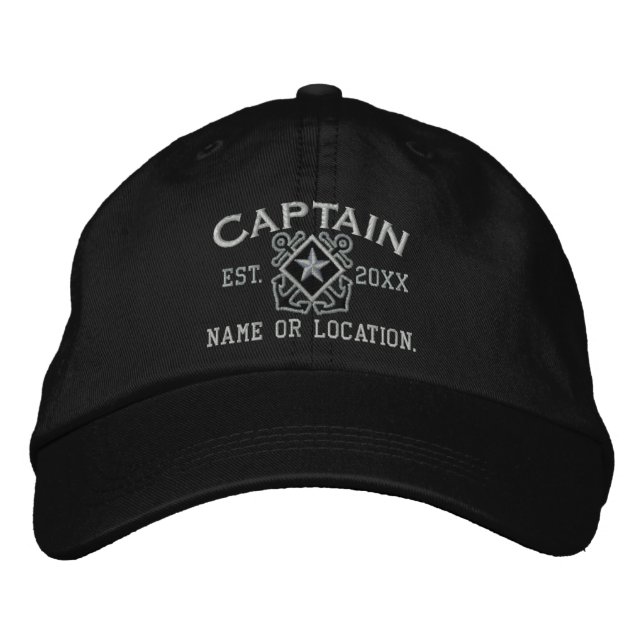 Personalized Sea Captain Nautical Star Embroidery Embroidered Baseball Hat (Front)
