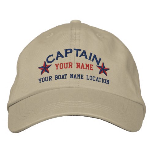Personalized Sea Captain Stars Ball Cap Embroidery