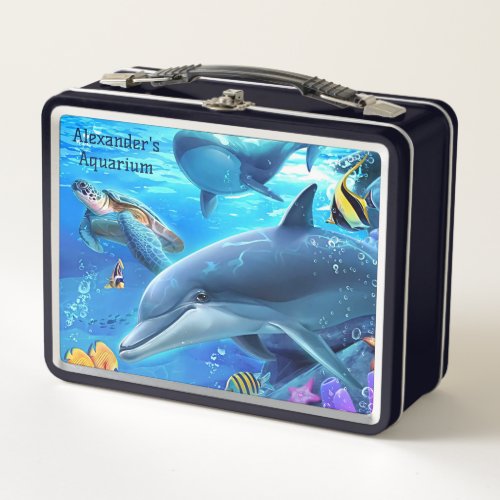 Personalized Sea Creatures Aquarium Metal Lunch Box