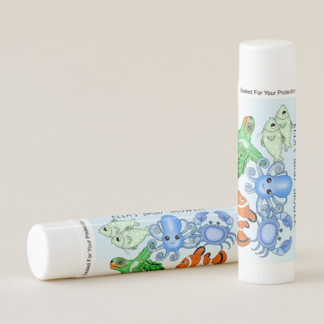 Personalized Sea Creatures Baby Shower  Lip Balm (Front)