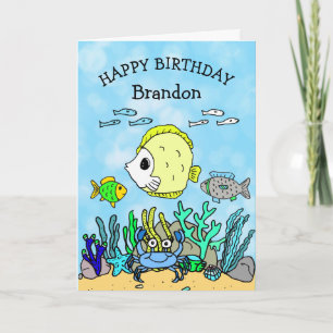 Personalized Sea Creatures Boy's Birthday Card