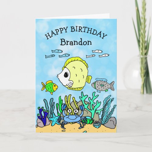 Personalized Sea Creatures  Boys Birthday Card