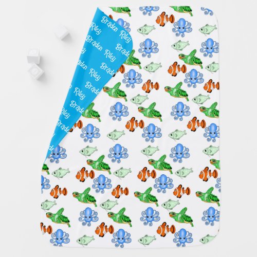 Personalized Sea Creatures Themed Shower Baby Blanket