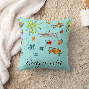 Personalized Sea Life Marine Under the Sea Throw Pillow