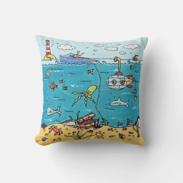 Personalized Sea Life Square Cushion (Front)