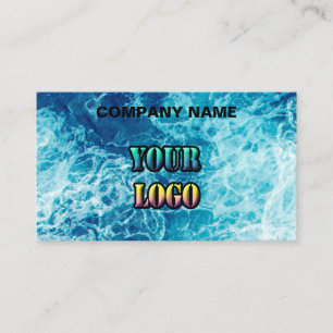 Personalized sea ocean waves navy blue nature wate business card