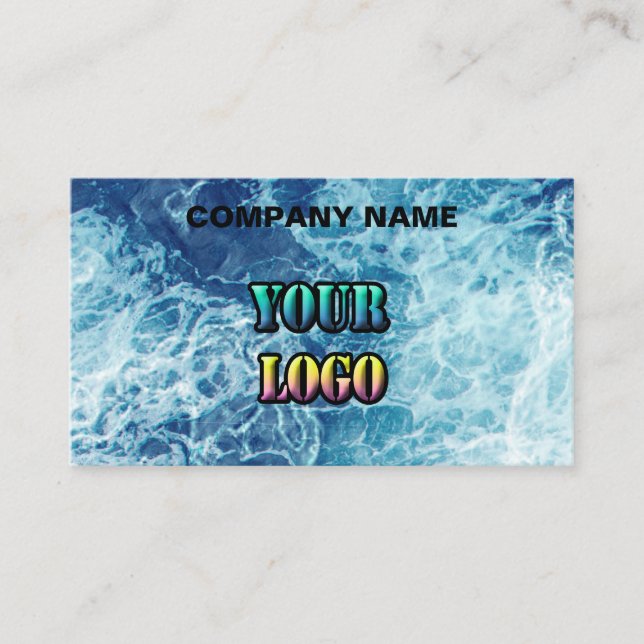 Personalized sea ocean waves navy blue nature wate business card (Front)
